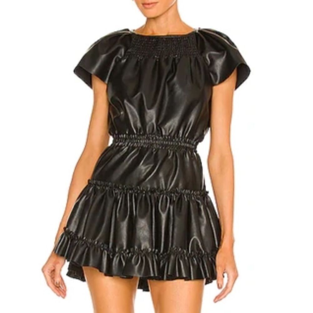 NWT Misa Vegan Leather Severine Dress In Black XS Revolve